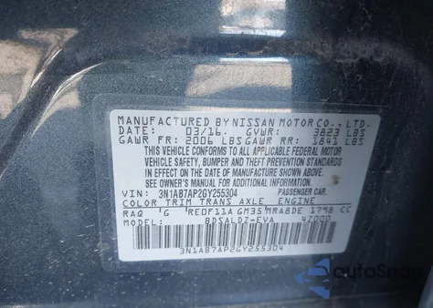 2016 Nissan Sentra Sv z USA, uszkodzony, nr VIN 3N1AB7AP2GY255304